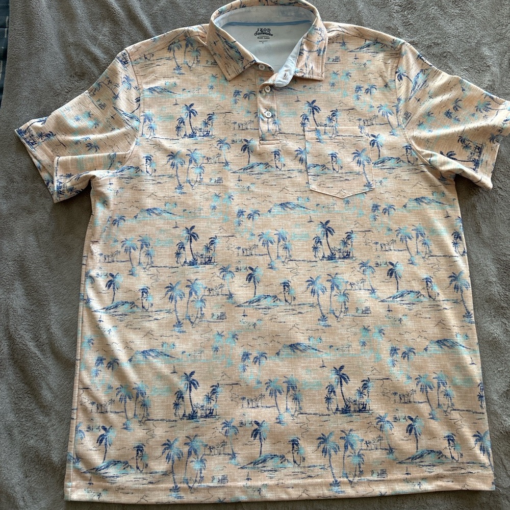 IZOD Men’s Island Print Polo Shirt – Size L
